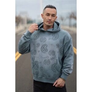 YoungLA Green Wash Paisley Print Hoodie Medium NEW